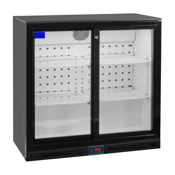 Omaj ,DBQ220LS, Two Sliding Doors Back Bar Chiller Black|mkayn | مكاين