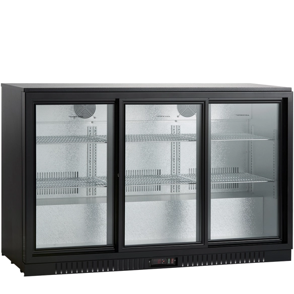 Omaj Three Sliding Doors Back Bar Chiller Black|mkayn | مكاين