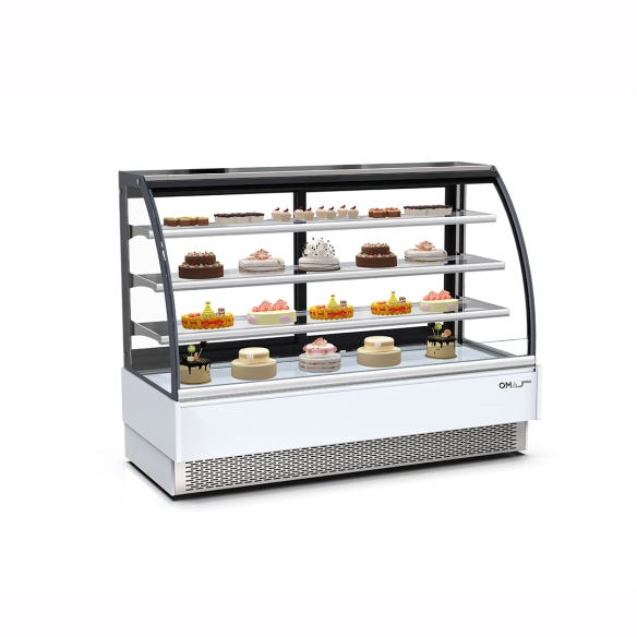 Omaj Pro ,AZ1284, Curved Glass Display Show Cake Case White 120 cm|mkayn | مكاين