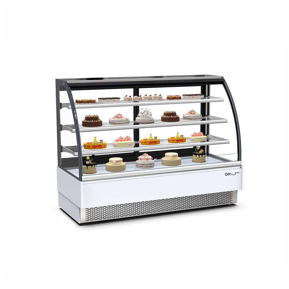 Omaj Pro ,AZ1284, Curved Glass Display Show Cake Case White 120 cm|mkayn | مكاين