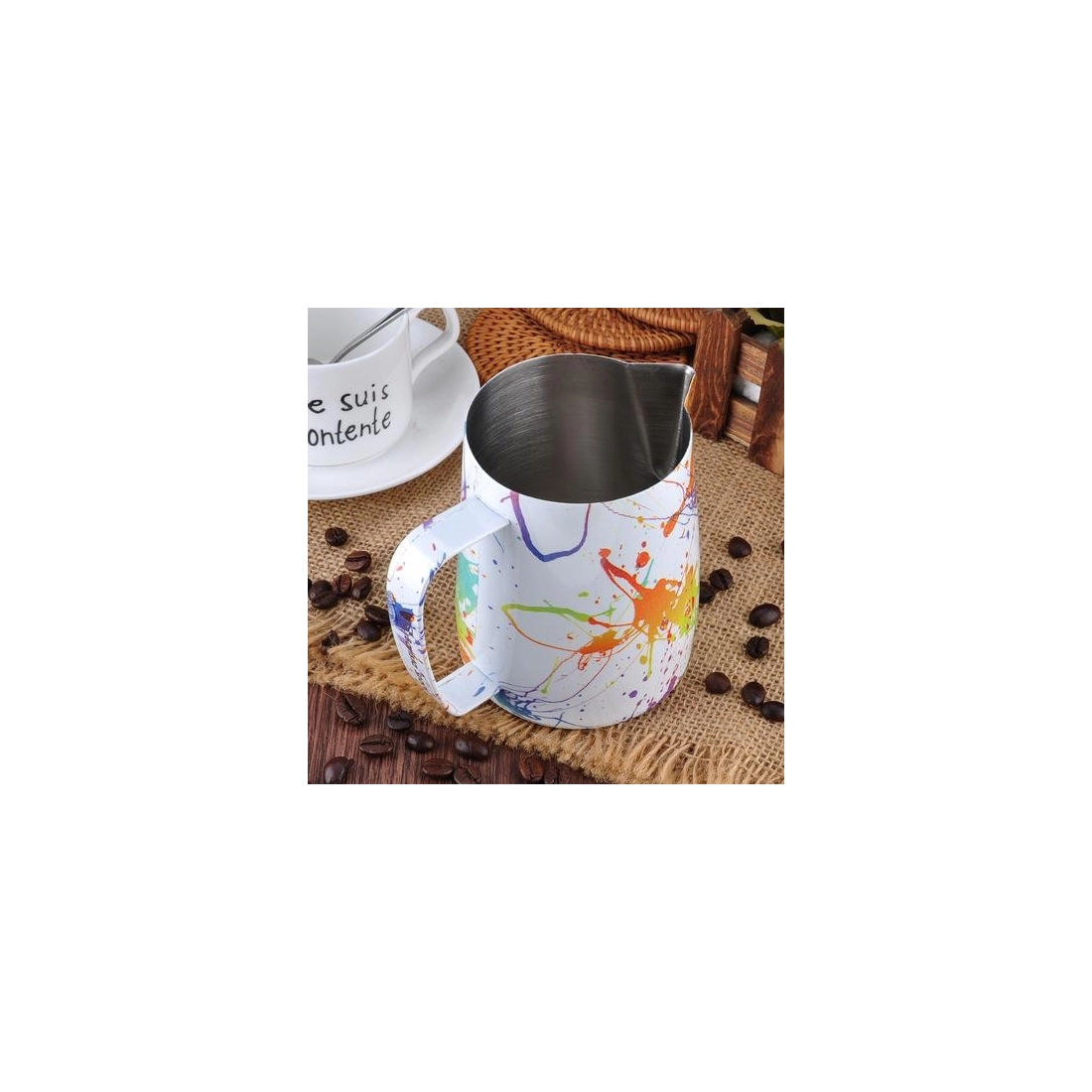 Barista Space (F12) Stainless Steel Splash Milk Pitcher 600ml|mkayn | مكاين