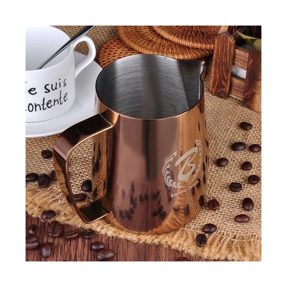 Barista Space ,F15, Stainless Steel Rose Gold Milk Pitcher 350ml|mkayn | مكاين