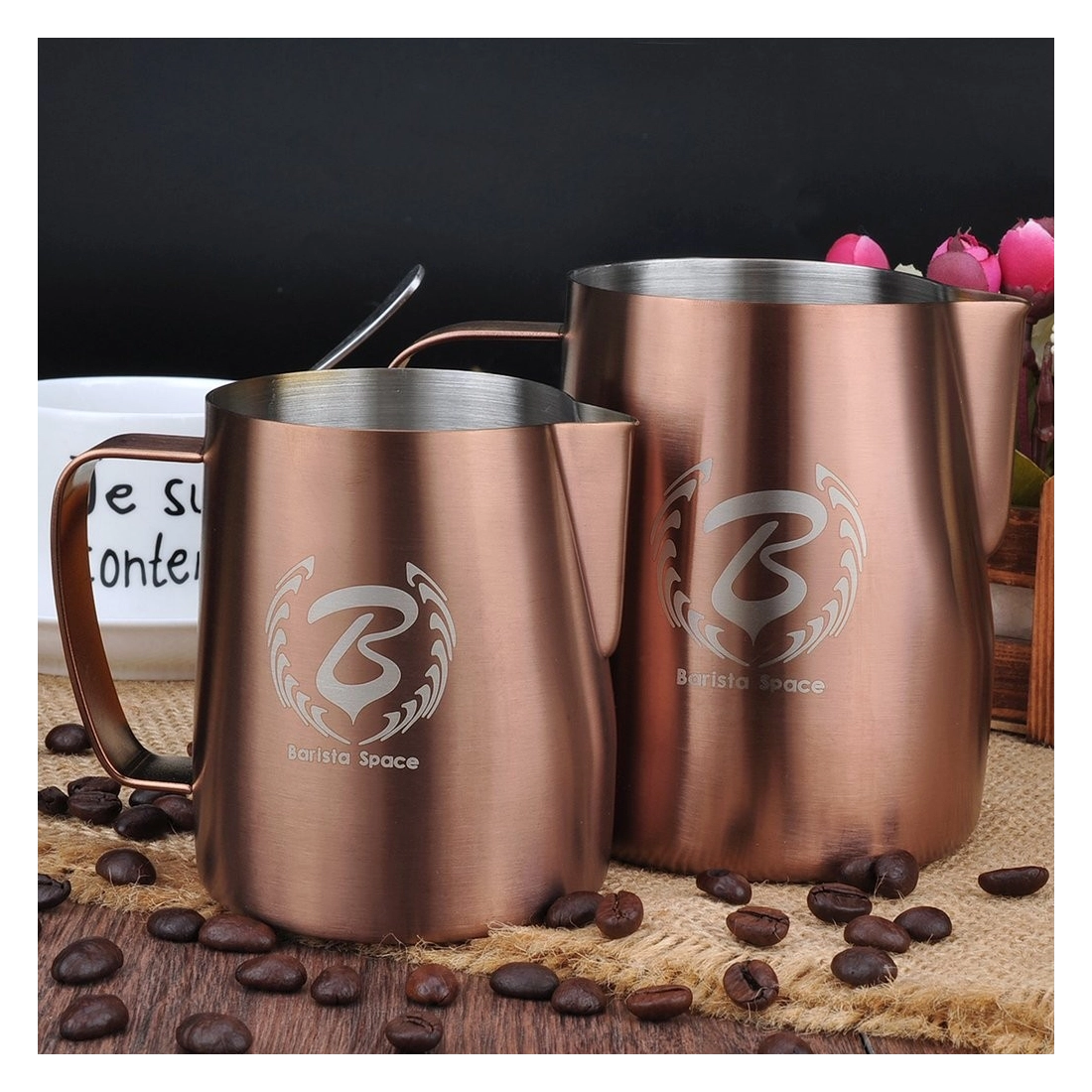 Barista Space (F17) Stainless Steel Copper Milk Pitcher 350ml|mkayn | مكاين