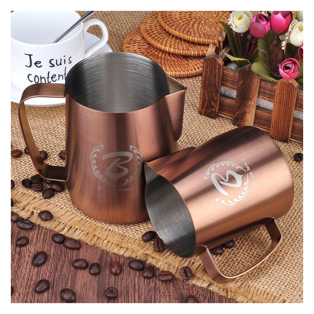 Barista Space (F17) Stainless Steel Copper Milk Pitcher 350ml|mkayn | مكاين