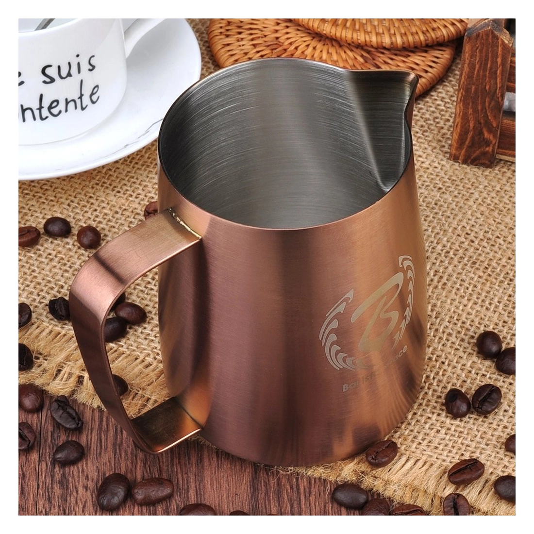 Barista Space (F17) Stainless Steel Copper Milk Pitcher 350ml|mkayn | مكاين