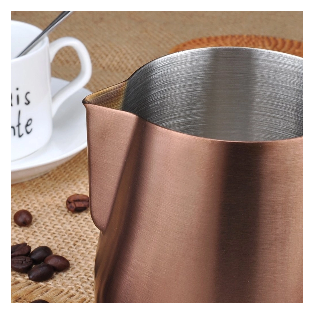 Barista Space (F17) Stainless Steel Copper Milk Pitcher 350ml|mkayn | مكاين