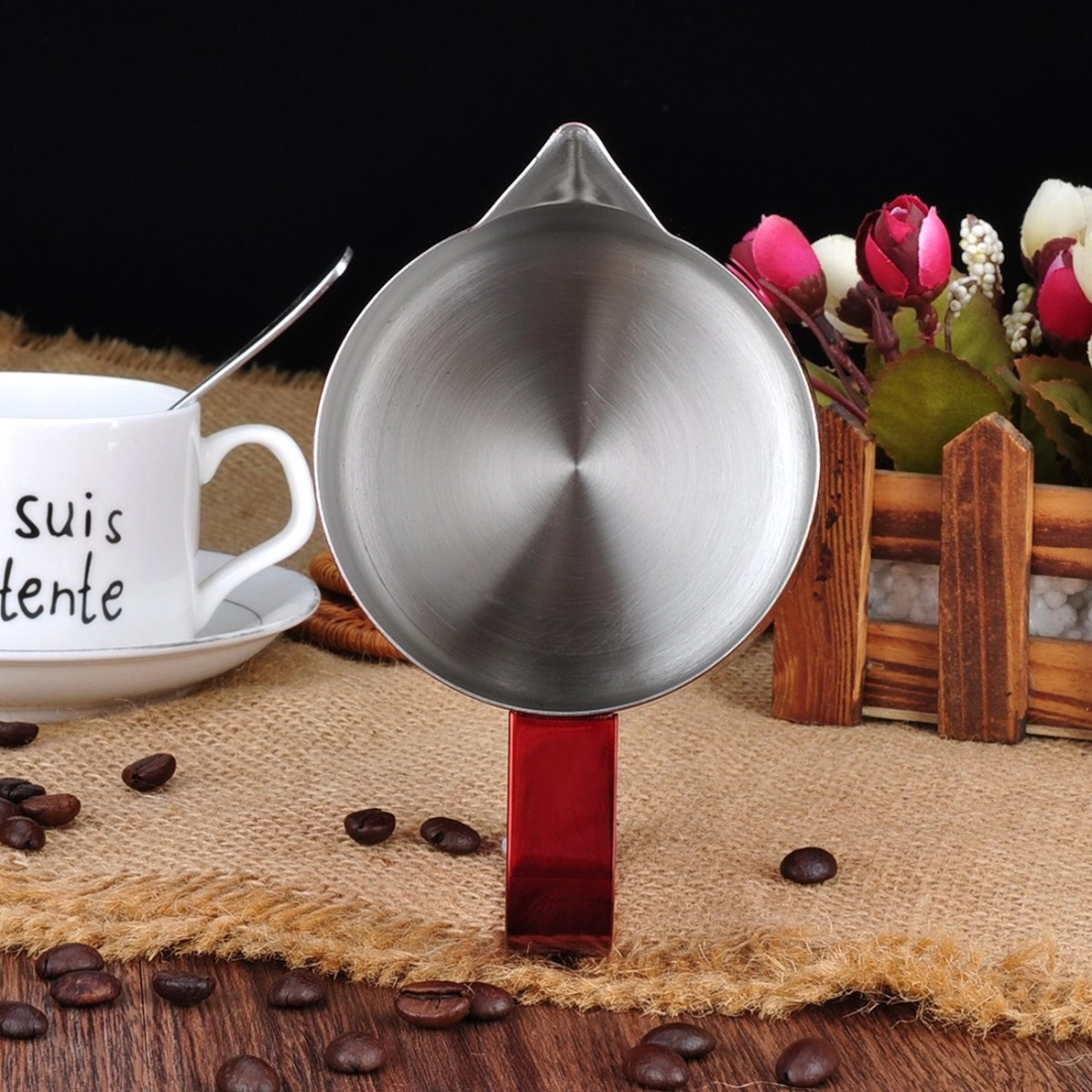 Barista Space (F19) Stainless Steel Red Milk Pitcher 350ml|mkayn | مكاين