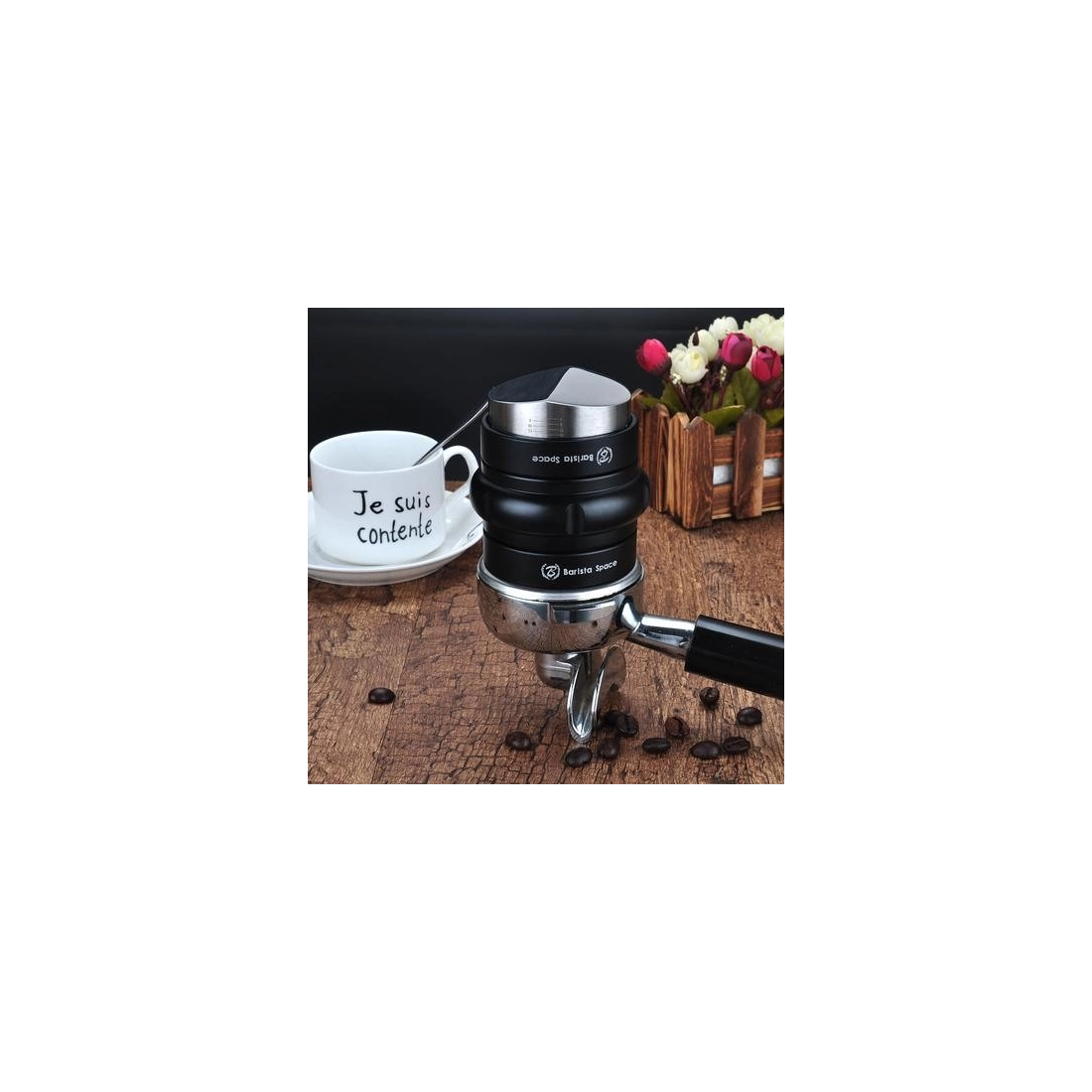 Barista space (D1) Coffee Tamper Distribution Tool 2-IN-1 58mm Black|mkayn | مكاين