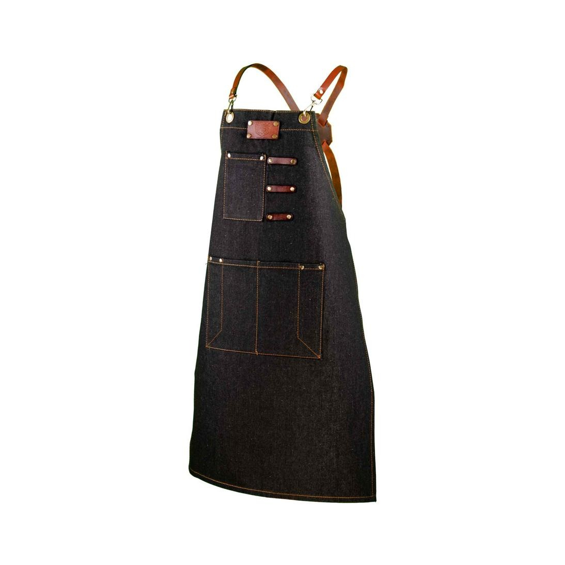 Barista space (AP1) DENIM APRON LEATHER STRAPS CHEF UNIFORM|mkayn | مكاين