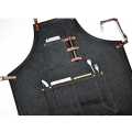 Barista space (AP1) DENIM APRON LEATHER STRAPS CHEF UNIFORM|mkayn | مكاين