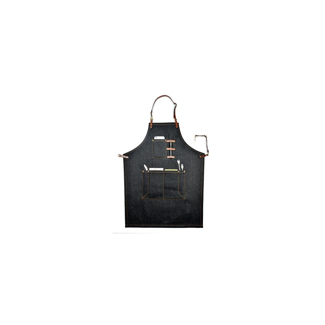 Barista space (AP1) DENIM APRON LEATHER STRAPS CHEF UNIFORM|mkayn | مكاين