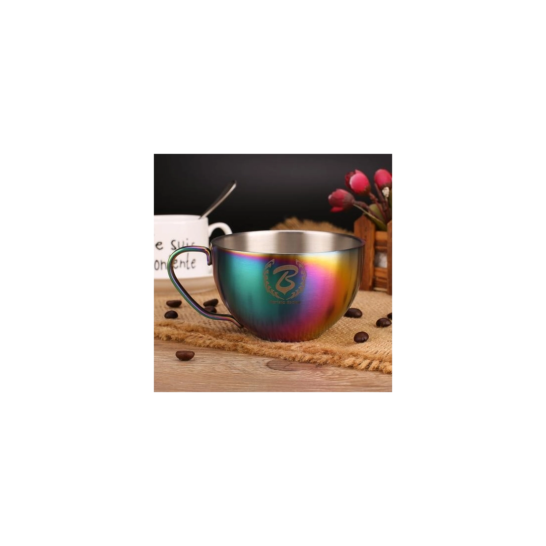 Barista space (CC11) Stainless Steel Multicolor 250ml Cafe Latte Art Cup|mkayn | مكاين