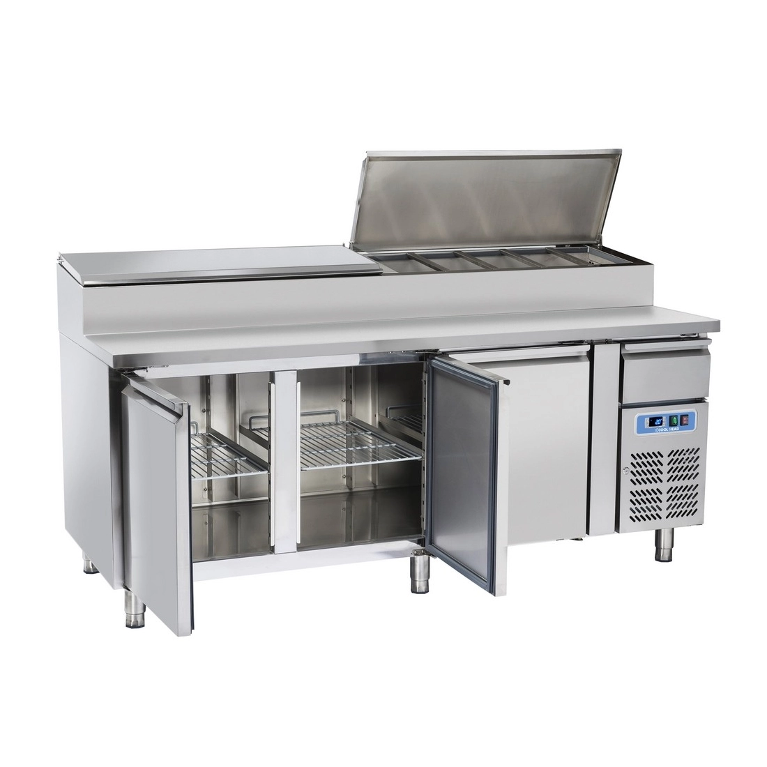 COOL HEAD ,SH3700, Pizza & Sandwiches Preparation Chiller With Three Doors - Depth 70 cm|mkayn | مكاين