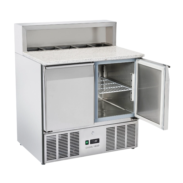 COOL HEAD ,CRP90, Pizza & Sandwiches Preparation Chiller With Two Doors And Granite Worktop - Depth 70 cm|mkayn | مكاين