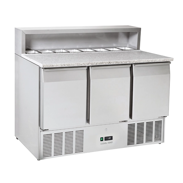 COOL HEAD ,CRP93A, Pizza & Sandwiches Preparation Chiller With Three Doors And Granite Worktop - Depth 70 cm|mkayn | مكاين