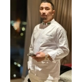 Saudi chef jacket| Najdiya embroidery in white|mkayn | مكاين