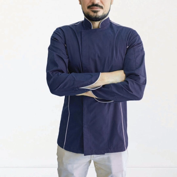 Navy Chef Jacket Lines