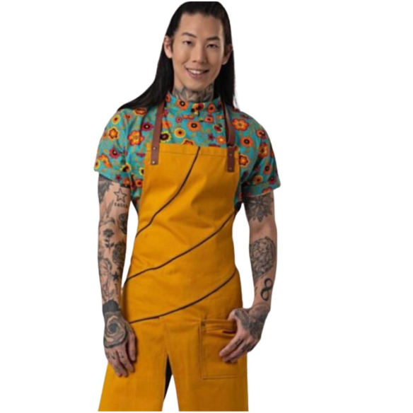 Full Apron - Yellow with Leather