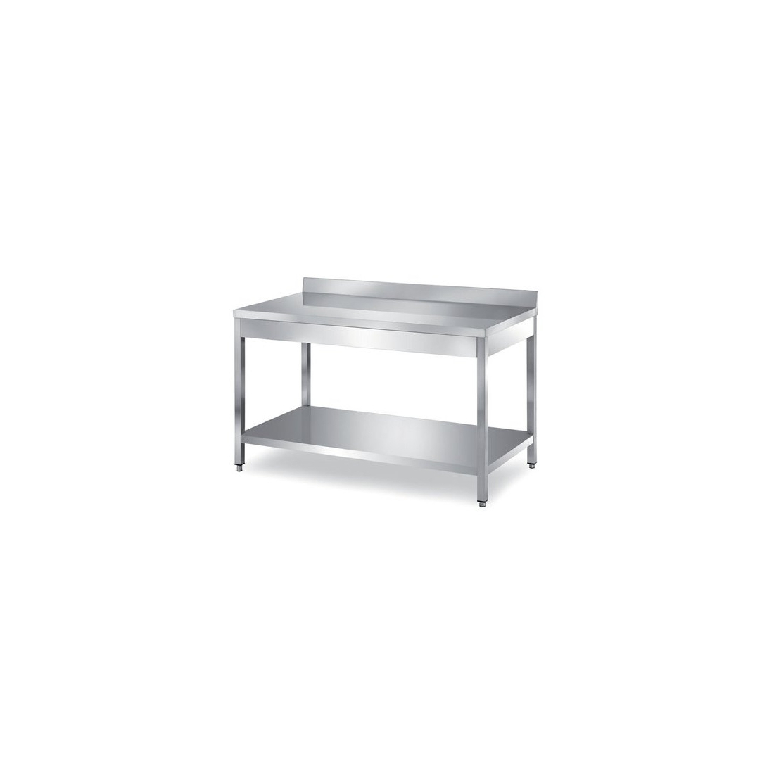 Omaj ,WTD-152B, Stainless Steel Service Table with backsplash - undershelf 1.5 m|mkayn | مكاين